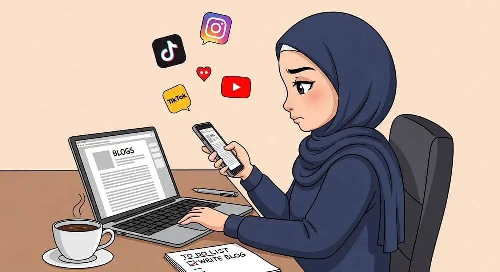 distraksi media sosial bikin mood menulis buyar