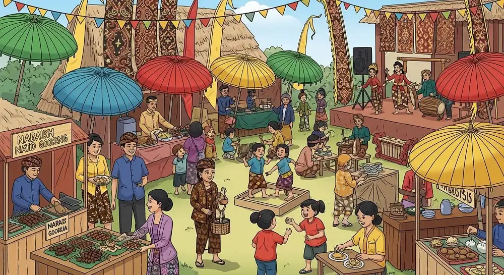 festival kampung dengan payung sewaan