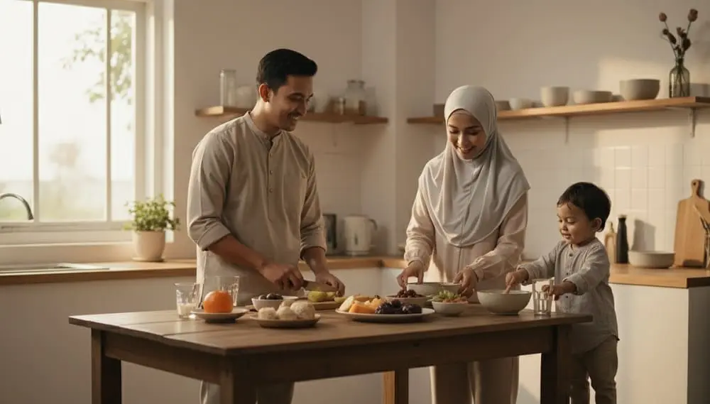 menyiapkan takjil bersama keluarga